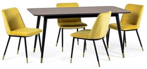 Farica Rectangular Dining Table With 6 Daiva Mustard Chairs