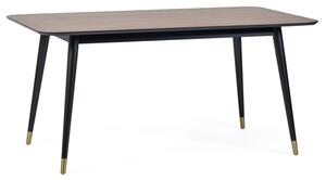 Farica Rectangular Wooden Dining Table In Walnut And Black