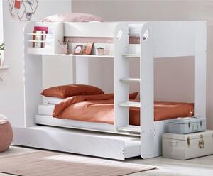 Mars Wooden Bunk Bed With Underbed In Pure White Effect