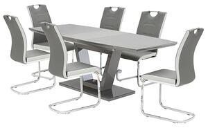 Samson Extending Grey Glass Dining Table 6 Samson Grey Chairs