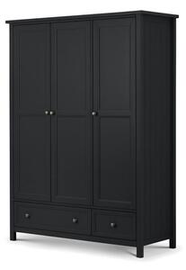 Madge Wooden Wardrobe With 3 Doors And 2 Drawers In Anthracite