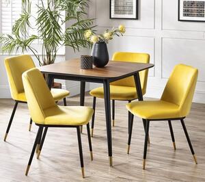 Farica Square Dining Table With 4 Daiva Mustard Chairs