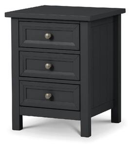 Madge Wooden Bedside Cabinet With 3 Drawers In Anthracite