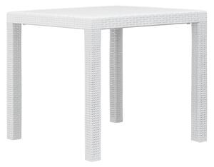 Ijaya Square Plastic Rattan Garden Dining Table In White