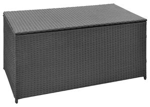 Ijaya 120cm Poly Rattan Garden Storage Box In Black