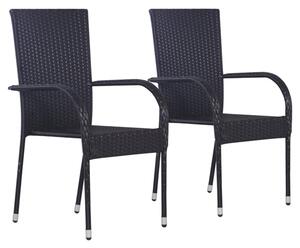 Garima Outdoor Black Poly Rattan Dining Chairs In A Pair