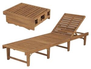 Anya Outdoor Acacia Wooden Sun Lounger In Oil Natural