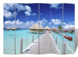 Fifer Folding Fir Wood 217cm X 170cm Room Divider In Beach