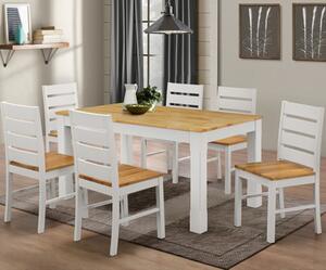 Fauve Wooden Dining Set With 6 Chairs In Natural And White