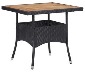 Ijaya Square Wooden Top Rattan Garden Dining Table In Black