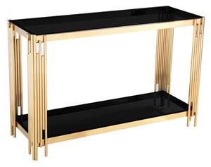 Cappy Black Glass Console Table With Gold Metal Frame