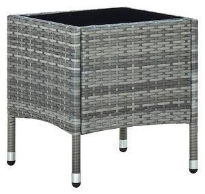 Ijaya Square Glass Top Rattan Garden Dining Table In Grey