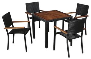 Ekani Outdoor 5 Piece Poly Rattan Dining Set In Brown And Black