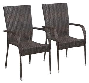 Garima Outdoor Brown Poly Rattan Dining Chairs In A Pair