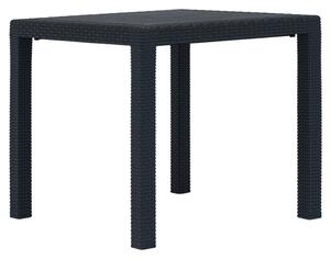 Ijaya Square Plastic Rattan Garden Dining Table In Anthracite