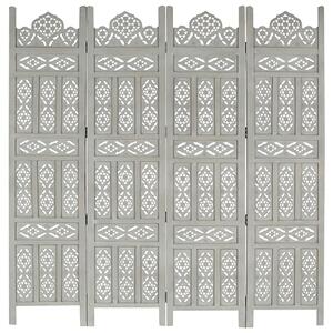 Fauci Mango Wood 4 Panels 160cm x 165cm Room Divider In Grey