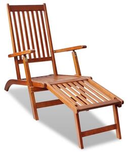 Anya Outdoor Wooden Sun Lounger With Footrest In Oak