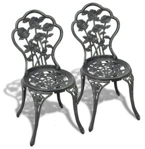 Brandi Green Cast Aluminium Bistro Chairs In A Pair