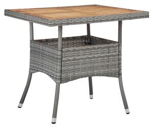 Ijaya Square Wooden Top Rattan Garden Dining Table In Grey