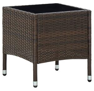 Ijaya Square Glass Top Rattan Garden Dining Table In Brown