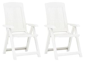 Derik Outdoor White Plastic Reclining Chairs In Pair