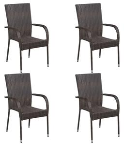 Garima Outdoor Set Of 4 Poly Rattan Dining Chairs In Brown