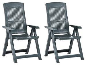 Derik Outdoor Green Plastic Reclining Chairs In Pair