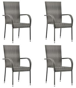 Garima Outdoor Set Of 4 Poly Rattan Dining Chairs In Grey