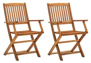 Libni Outdoor Natural Solid Acacia Wooden Dining Chairs In Pair