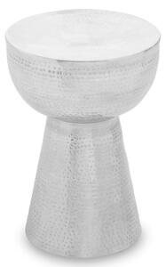 Mekbuda Round Metal Side Table In Silver Shiny Polished