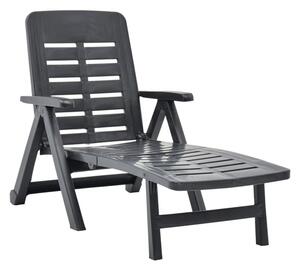 Derik Outdoor Folding Plastic Sun Lounger In Anthracite