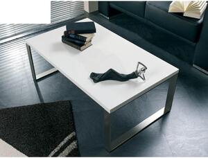 Luna Coffee Table In High Gloss White With Stainless Steel Legs