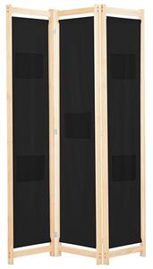 Gavyn Fabric 3 Panels 120cm x 170cm Room Divider In Black