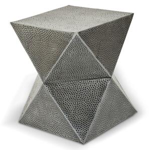 Mekbuda Inverted Triangular Metal Stool In Antique Zinc