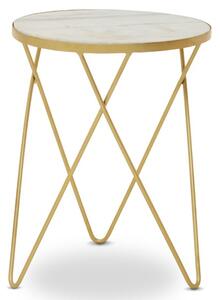 Mekbuda Round White Marble Top Side Table With Hairpin Legs