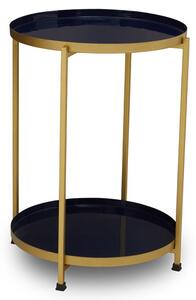 Mekbuda Round Metal 2 Tiers Side Table In Blue And Brass