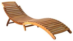 Anya Outdoor Acacia Wooden Sun Lounger In Brown