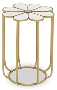 Mekbuda Petal White Mirrored Top Side Table With Gold Frame