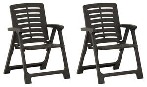 Derik Elegant Design Anthracite Plastic Garden Chairs In Pair