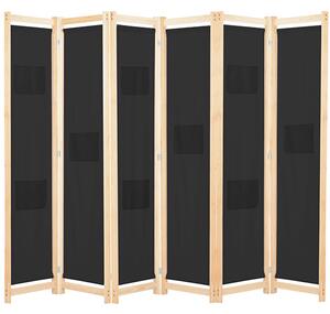 Gavyn Fabric 6 Panels 240cm x 170cm Room Divider In Black