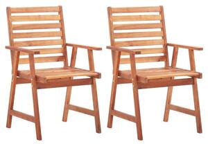 Arana Outdoor Natural Acacia Wooden Dining Chairs In Pair