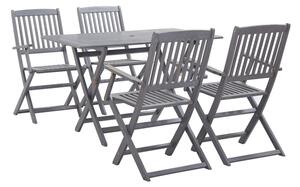 Libni Outdoor 5 Piece Folding Wooden Dining Set In Grey Wash