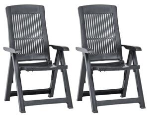 Derik Outdoor Anthracite Plastic Reclining Chairs In Pair