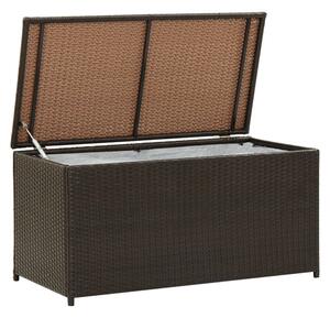 Ijaya 100cm Poly Rattan Garden Storage Box In Brown