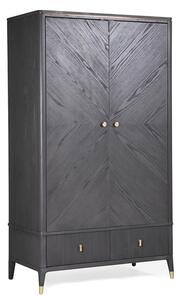 Dileta Wooden Wardrobe With 2 Doors And 2 Drawers In Ebony