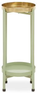 Sabina Round Metal Plant Stand In Green And Gold