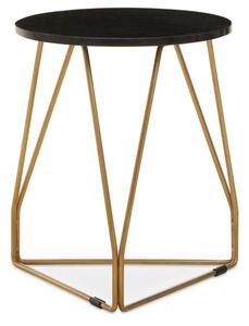 Cordue Black Marble Top Side Table With Gold Metal Frame