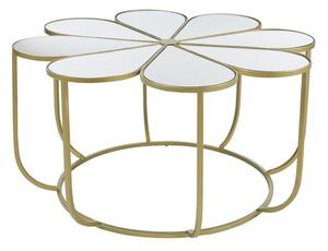 Mekbuda Petal White Mirrored Top Coffee Table With Gold Frame