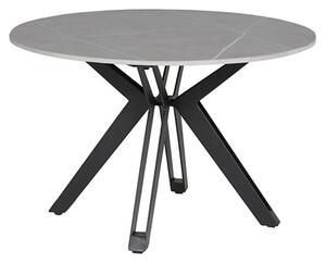 Kara Round Stone Coffee Table With Black Metal Base