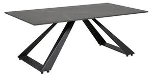 Iker Grey Stone Coffee Table With Black Metal Base